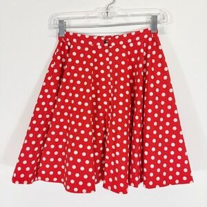 BlackButterfly Girls Red White Polka Dot School Swing Skirt Size 9-10 Minnie